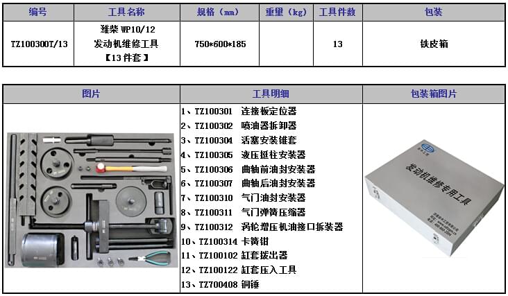 潍柴WP10/12发动机维修工具