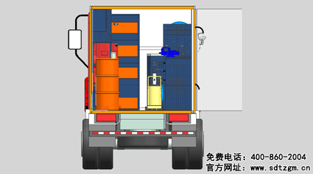 山东必博bibo卡车养护抢修服务车后部视图